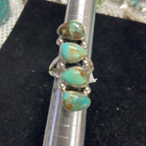 Sz 6 3 stone turquoise ring Sterling stamped ring